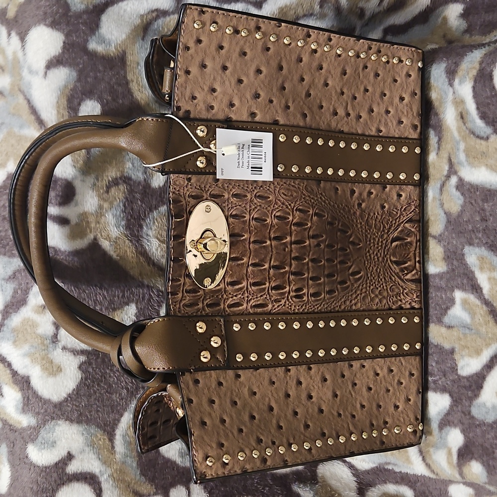 Dark Nude 3-In-1 Faux Ostrich Bag